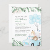 Safari Animals & Palm Leaves Drive By Baby Shower Invitation Postcard (Front/Back)