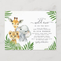 Safari Animals & Palm Leaves Wild One Baby Shower Invitation Postcard
