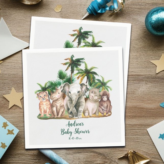 Safari Animals Palm Trees Baby Shower Napkins (Creator Uploaded)
