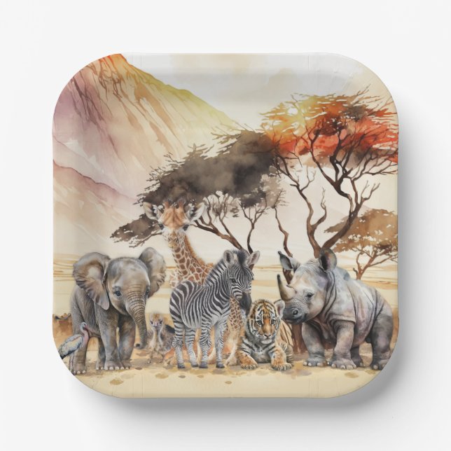 Safari Animals Party Plates (Front)