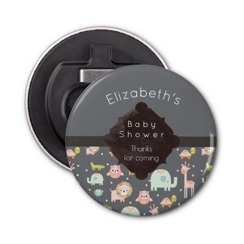 Safari Animals Pattern Nursery Art Baby Shower Bottle Opener