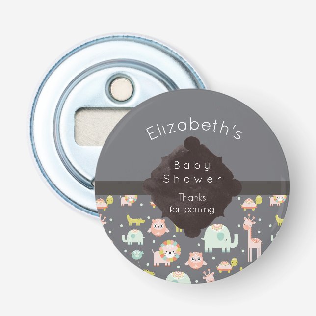 Safari Animals Pattern Nursery Art Baby Shower Bottle Opener (Front)