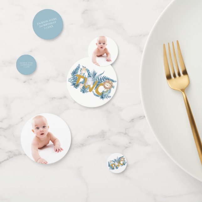 Safari Animals Personalized 2ND Birthday Photo Confetti (Group)