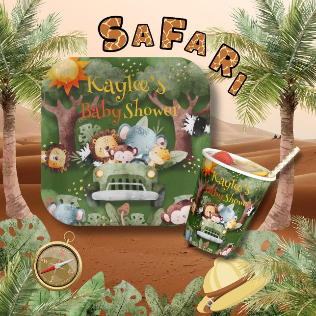 Safari Animals Personalized Baby Shower Paper Plates (Creator Uploaded)