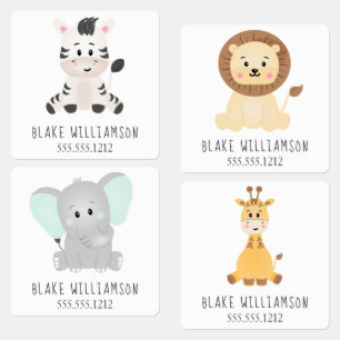 Safari Animals Personalized Kids' Labels