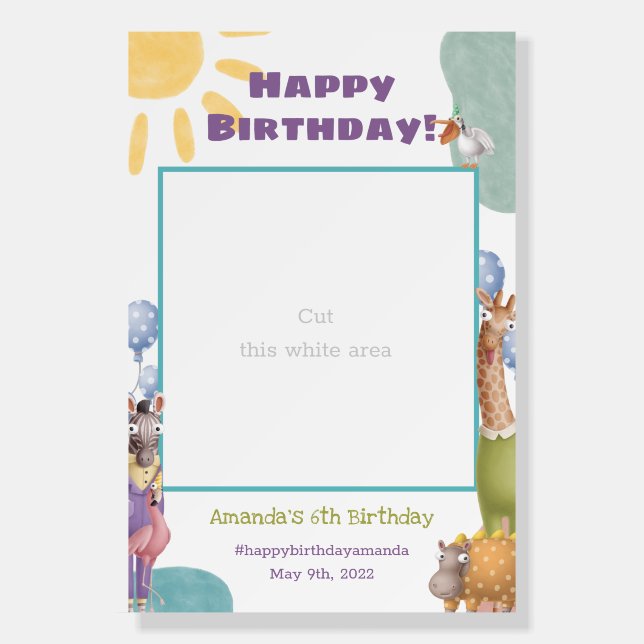 Safari Animals Photo Prop Frame Foam Board (Front)