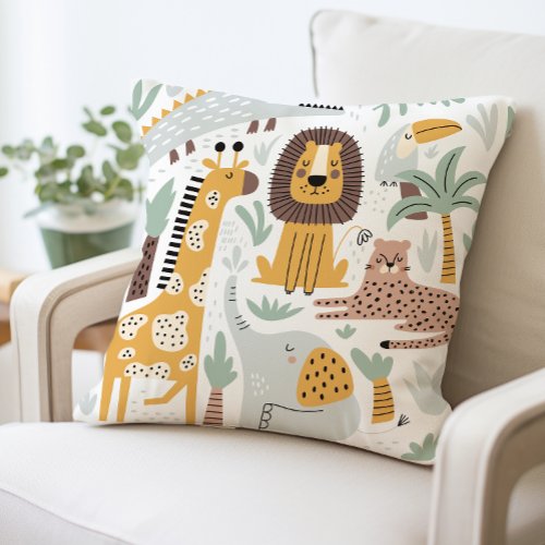 Safari Animals Pillow Cute Jungle Animals Cushion