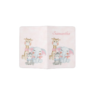 Safari Animals Pink Passport Holder