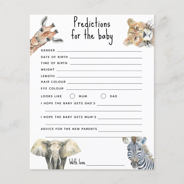Safari animals - predictions and advice baby (Front)