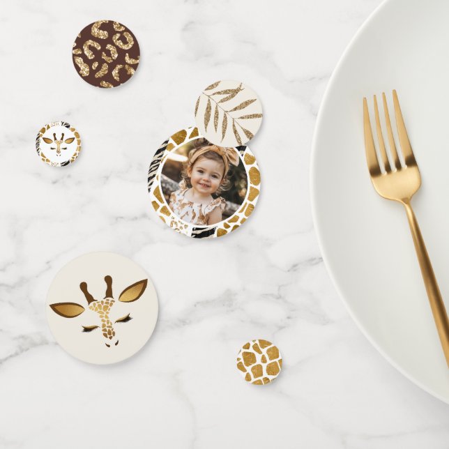 Safari animals print modern birthday party photo confetti (Group)