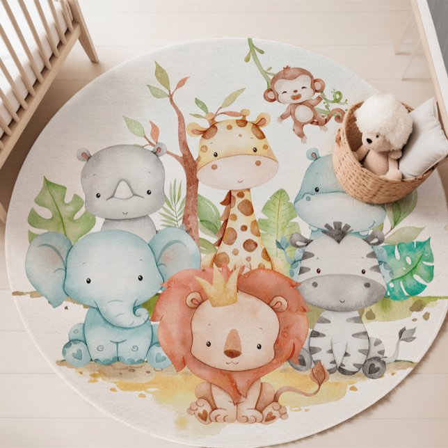 Safari animals Round rug, Safari nursery decor Rug (Creator Uploaded)