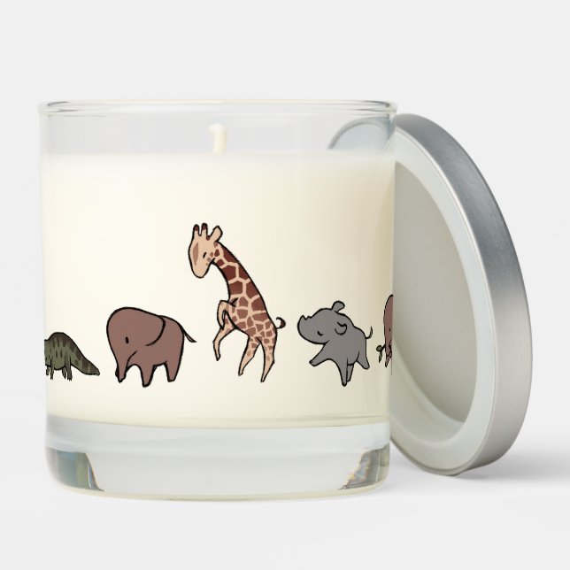 Safari Animals Scented Jar Candle (Lid)