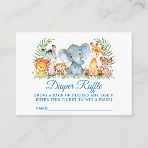 Safari Animals Shower Diaper Raffle Ticket Dots Enclosure Card