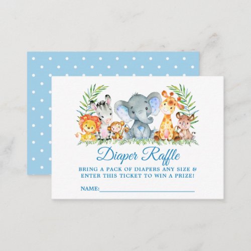 Safari Animals Shower Diaper Raffle Ticket Dots Enclosure Card