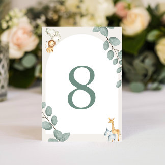 Safari Animals Table Numbers Card