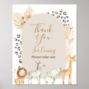 Safari Animals Thank you for coming Favor Sign