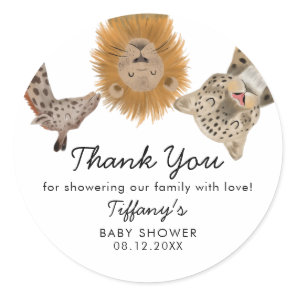 Safari Animals Theme Baby Shower Classic Round Sticker