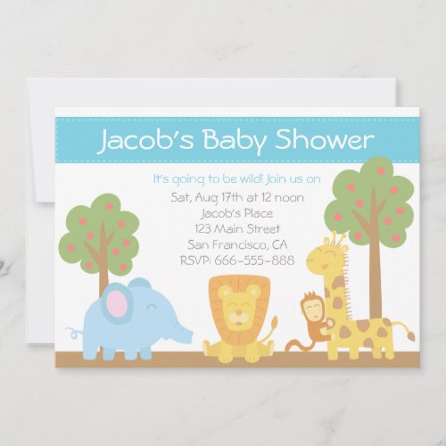 Safari Animals theme Baby Shower Invite