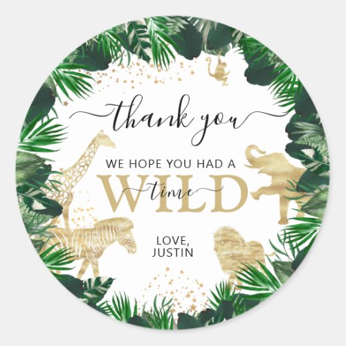  Safari Animals Theme Birthday Party Classic Round Sticker