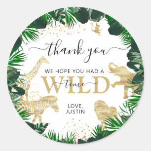 Safari Animals Theme Birthday Party Classic Round Sticker