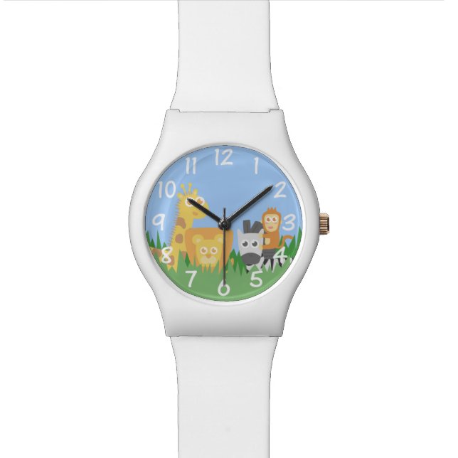 Safari Animals Theme for Children Timepiece Wrist Watch (Close Up)