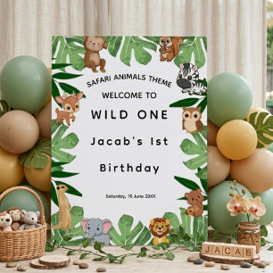 Safari Animals Theme viral Wild One Birthday Foam Board