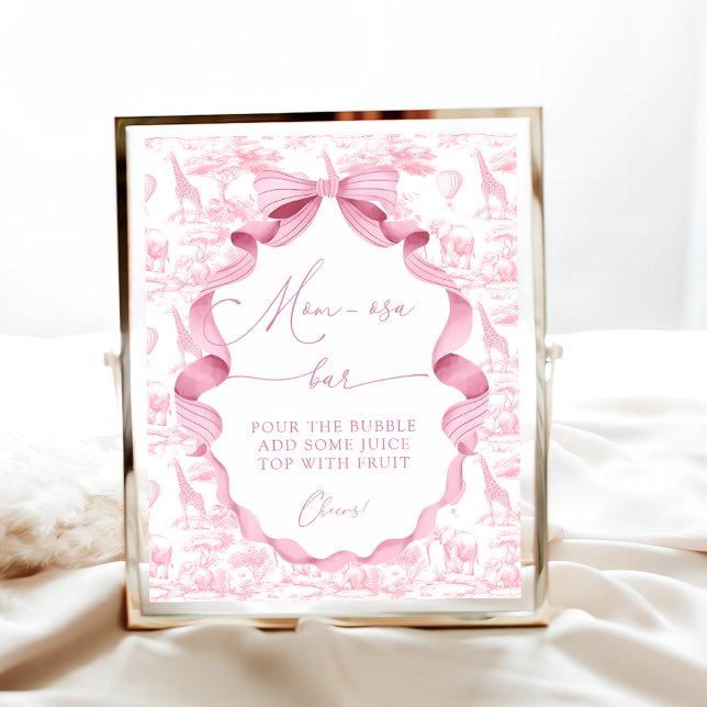 Safari Animals Toile de Jo Baby Shower Mom-osa Bar Poster (Creator Uploaded)