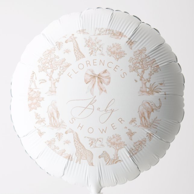 Safari animals Toile de Jouy Baby shower Boho Balloon (Front)