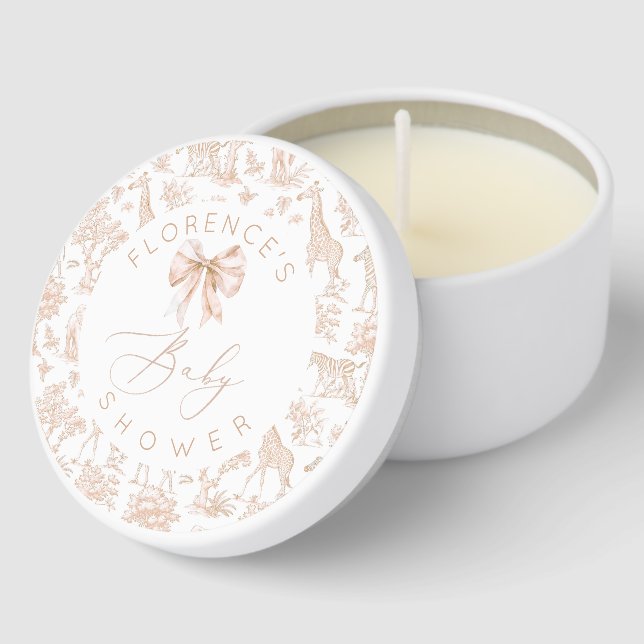 Safari animals Toile de Jouy Baby shower Boho Mini Candle Favors (Corner)