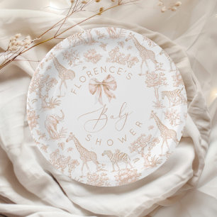 Safari animals Toile de Jouy Baby shower Boho Paper Plates