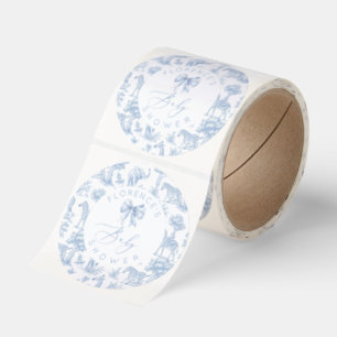 Safari animals Toile de Jouy Baby shower Classic Round Sticker