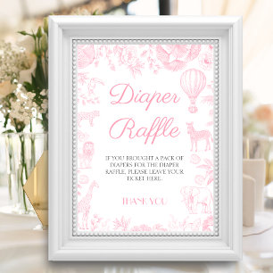 Safari animals Toile de Jouy Diaper raffle Poster