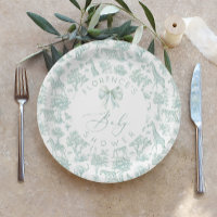Safari animals Toile Green Baby shower 
