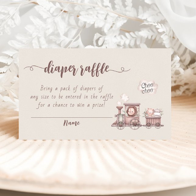 Safari Animals Train Baby Shower Diaper Raffle Enclosure Card (Creator Uploaded)