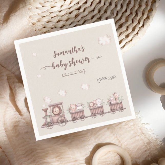Safari Animals Train Baby Shower Napkins (Creator Uploaded)