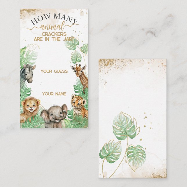Safari animals Tropical Baby Shower crackers game Enclosure Card (Front/Back)