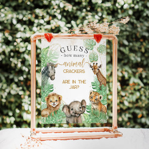 Safari animals Tropical Baby Shower crackers game Poster