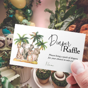 Safari Animals Tropical Baby Shower Diaper Raffle Enclosure Card