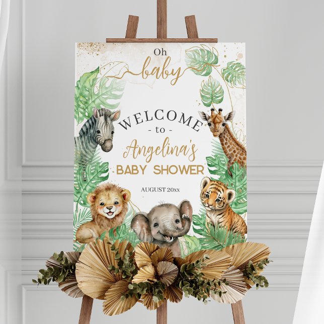 Safari animals Tropical greenery Baby Shower Foam Board (Creator Uploaded)