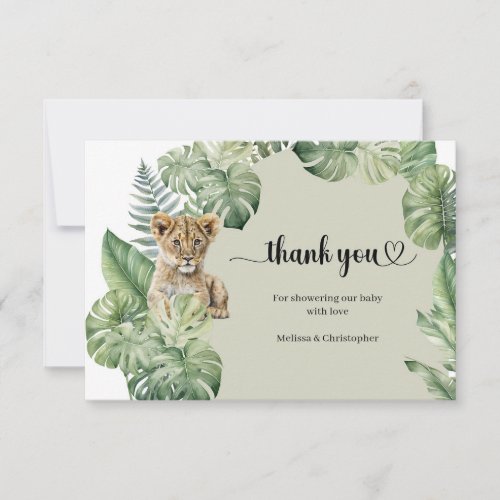 Safari animals Tropical greenery Baby Shower Thank You Card