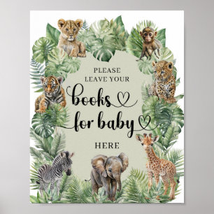 Safari animals Tropical greenery books for baby Poster