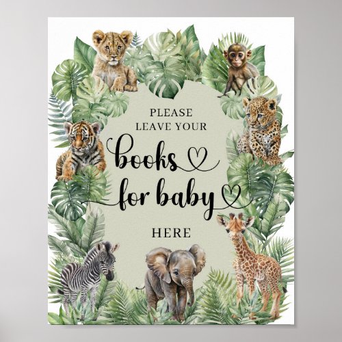 Safari animals Tropical greenery books for baby Poster