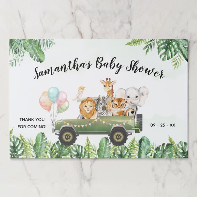 Safari Animals Tropical Jungle Paper Placemat (Front)