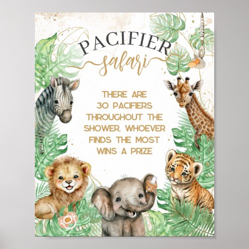 Safari animals Tropical Shower pacifier hunt game Poster