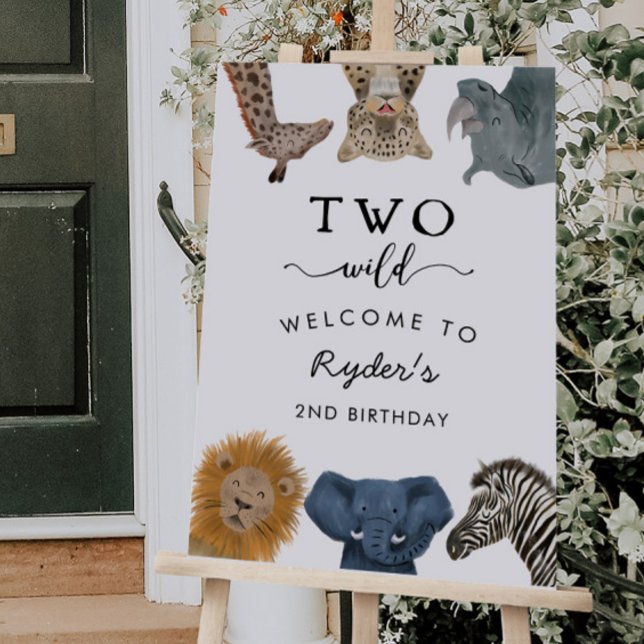 Safari Animals Two Wild Boy 2nd Birthday Welcome Foam Board (Creator Uploaded)