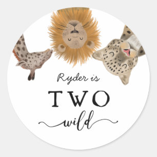 Safari Animals TWO wild Kids Birthday Party  Class Classic Round Sticker