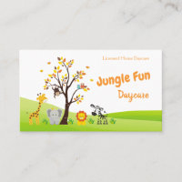 Safari Animals Under a Tree Child Daycare Business Card