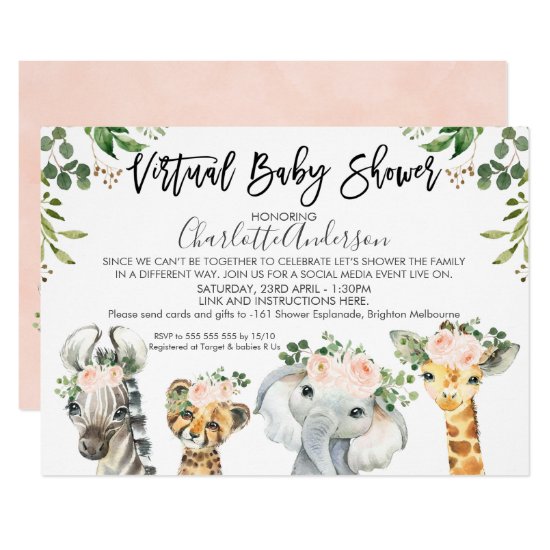 Safari Animals Virtual Baby Shower Invitation