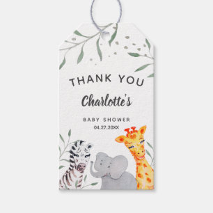  Safari Animals Watercolor Baby Shower Favor Tags