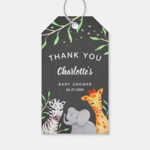 Safari Animals Watercolor Baby Shower Favor Tags